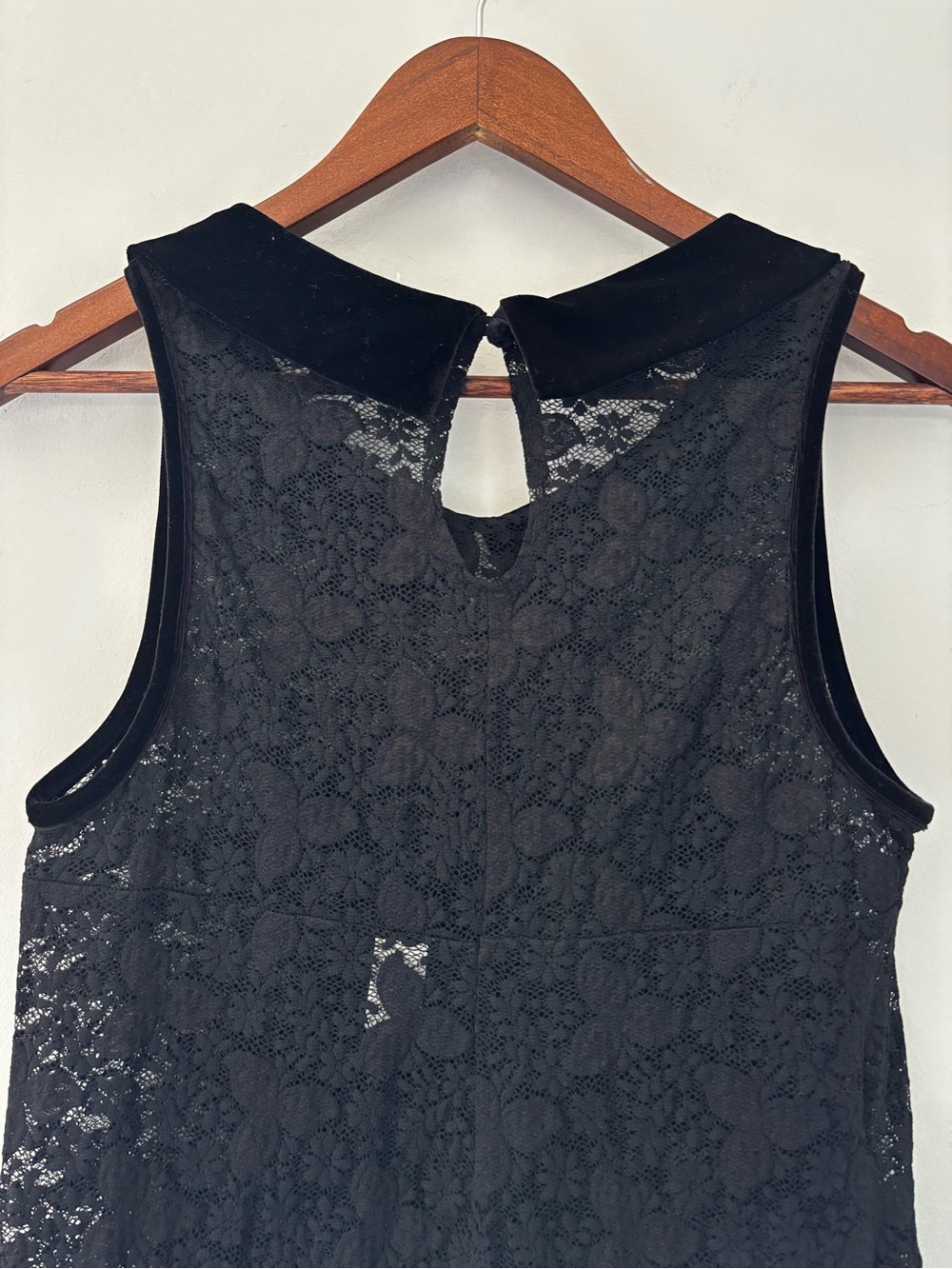 Only Hearts NYC Black Lace Whimsigoth Dress Velvet Collar Fairy Grunge M - Picture 9 of 12